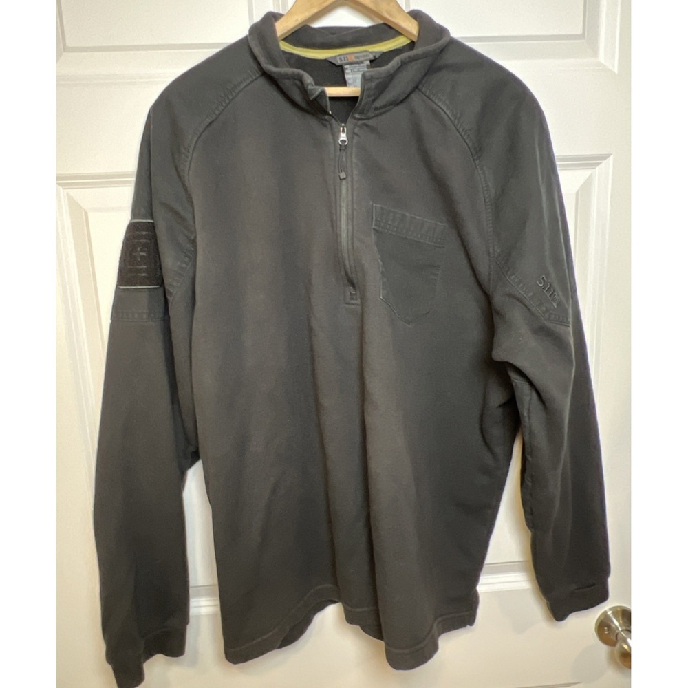 5.11 Tactical 1/4 Zip Duty Fleece 72102‑019 2XL Black Reinforcement Panels Patch